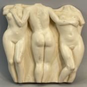 WILLIAM (BILL) FULLJAMES (1939-2020) plaster composition relief plaque - 3 x nude torsos,