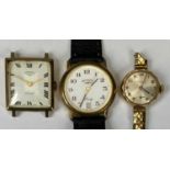 ROTARY 9CT GOLD CASED & OTHER WRISTWATCHES x 3, to include a Rotary 9ct gold rectangular cased