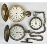 MILITARY PRESENTATION & OTHER POCKET / FOB WATCHES x 3, to include a Waltham gold plated half