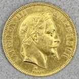 NAPOLEON III GOLD 100 FRANCS (Paris) -A- 1868 COIN, 35mm, 32.5g