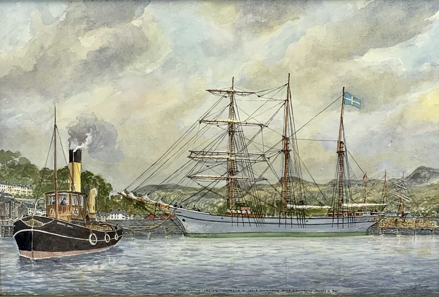 W G PIERCE watercolour - the Barquentine Varovic preparing to leave Porthmadog after discharging - Image 2 of 4