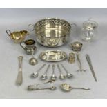 HALLMARKED SILVER & PLATED WARE GROUP to include a silver lidded glass preserve pot with spoon,