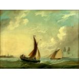 19TH CENTURY MARITIME SCHOOL oil on canvas (AMENDED) - French and English sailing boats off shore,