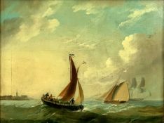 19TH CENTURY MARITIME SCHOOL oil on canvas (AMENDED) - French and English sailing boats off shore,