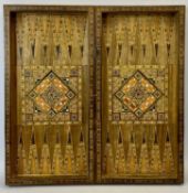 EASTERN PARQUETRY INLAID FOLDING BACKGAMMON BOARD & CHESS BOARD, possibly Syrian, 48.5cms square (