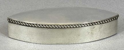 LATE VICTORIAN POINTED ELLIPSE SHAPED TRINKET BOX, BIRMINGHAM 1899, GEORGE UNITE, the hinged lid