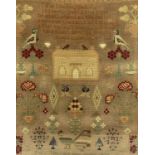 LARGE VICTORIAN WOOLWORK SAMPLER WITH ALPHABET & VERSE, Mary Thomas, 1894, 77 x 65.5cms