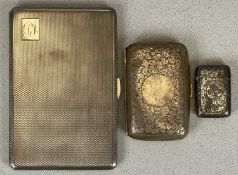 TWO CIGARETTE CASES & A VESTA CASE, the larger cigarette case Birmingham 1964, maker Frederick