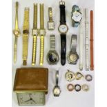 VINTAGE & LATER LADY'S & GENT'S WRISTWATCHES and a Europa travel alarm clock, lot includes a