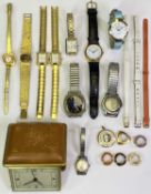 VINTAGE & LATER LADY'S & GENT'S WRISTWATCHES and a Europa travel alarm clock, lot includes a