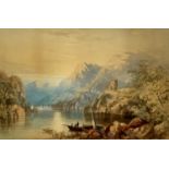ATTRIBUTED TO CORNELIUS PEARSON (1809-1891) watercolour - Dolbadarn Tower and Llanberis Lake,