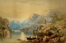 ATTRIBUTED TO CORNELIUS PEARSON (1809-1891) watercolour - Dolbadarn Tower and Llanberis Lake,