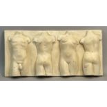 WILLIAM (BILL) FULLJAMES (1939-2020) plaster composition relief plaque - 4 x torsos, impressed 'W
