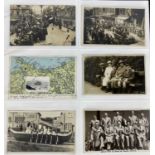 ALBUM OF ANTIQUE & VINTAGE POSTCARDS, colour and black and white, Colwyn Bay transport, May Queens