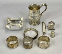 SMALL SILVER & WHITE METAL ITEMS 7 and 2 respectively, to include a Victorian christening tankard,