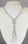 925 SILVER & BAROQUE PEARL NECKLACE IN A FITTED CASE, 30cms hanging L, 21.7g