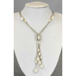 925 SILVER & BAROQUE PEARL NECKLACE IN A FITTED CASE, 30cms hanging L, 21.7g