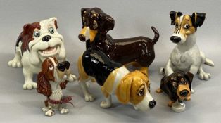 'PETS WITH PERSONALITIES' DOG FIGURINES x 4, 'Einstein Dachsund', 'Fabian Jack Russell', 'Butch