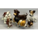 'PETS WITH PERSONALITIES' DOG FIGURINES x 4, 'Einstein Dachsund', 'Fabian Jack Russell', 'Butch