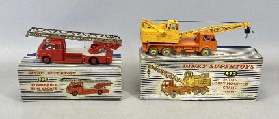 DINKY SUPER TOYS DIECAST MODELS x 2, 956 Turntable Fire Escape and 972 20-tonne Lorry-Mounted