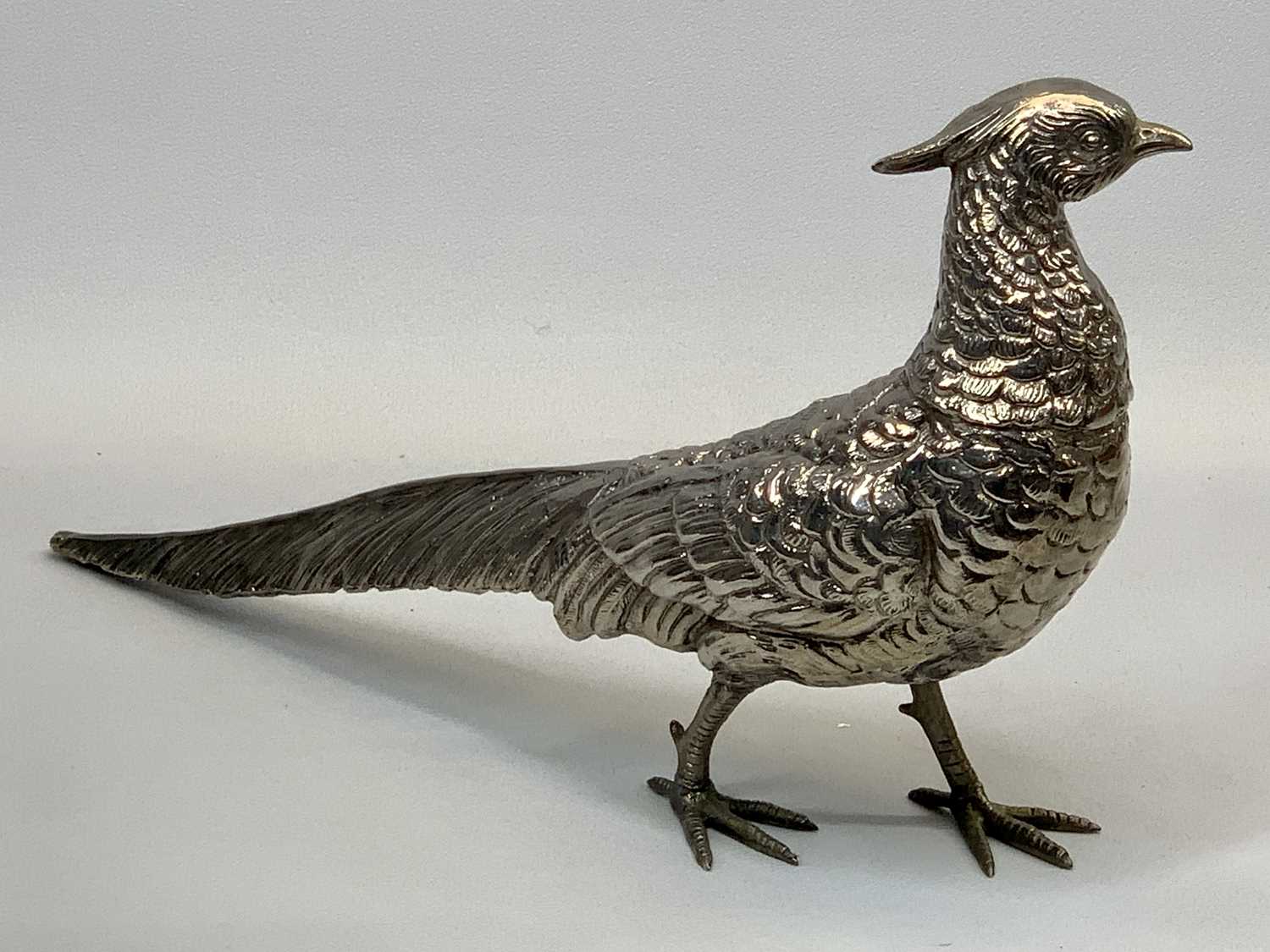 MAURO MANETTI FOR LEGA PELTRO CAST METAL SCULPTURE OF A MALE PHEASANT, maker's marks to the base, - Image 2 of 3