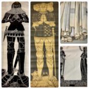 WAX BRASS RUBBINGS ON BUTCHER'S PAPER, MEDIEVAL KNIGHTS & LADIES, a collection of approx. 50, 268