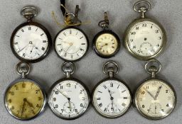 EIGHT VARIOUS POCKET / FOB WATCHES, VINTAGE WRISTWATCH- lot includes 3 x military issue base metal