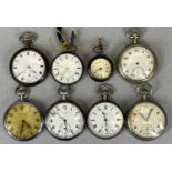 EIGHT VARIOUS POCKET / FOB WATCHES, VINTAGE WRISTWATCH- lot includes 3 x military issue base metal
