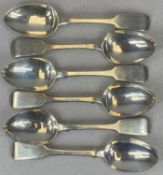 SET OF SIX VICTORIAN SILVER FIDDLE PATTERN SPOONS, LONDON 1840, SAMUEL HAYNE & DUDLEY CATER, 18cms