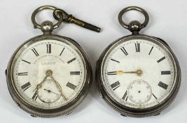 TWO SILVER CASED LEVER MOVEMENT KEY WIND POCKET WATCHES, the first marked to the dial 'The Express