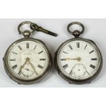 TWO SILVER CASED LEVER MOVEMENT KEY WIND POCKET WATCHES, the first marked to the dial 'The Express