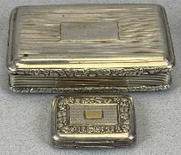 GEORGE IV SILVER VINAIGRETTE & A SNUFF BOX, BIRMINGHAM 1816, SAMUEL PEMBERTON & 1827, MAKER'S MARK T