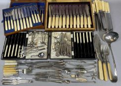 CASED & LOOSE CUTLERY, A GOOD MIXED QUANTITY, including 2 x mahogany cased sets of fish knives and