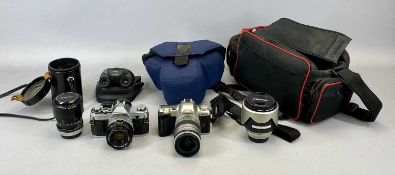 CANON AT -1 35MM SLR CAMERA WITH ACCESSORIES, Pentax MZ-50 35mm SLR camera and accessories, and