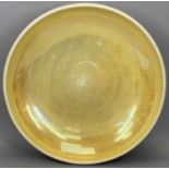 ROYAL DOULTON TITANIAN CIRCULAR FRUIT BOWL, yellow lustre glazed, green printed mark to base,