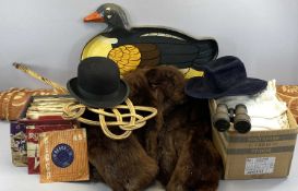 VINTAGE AERIFORM BOWLER HAT, size 678, vintage carpet beater, quantity of single records and other