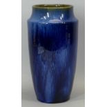 BLUE DENBY DANESBY WARE VASE, black printed marks to base, 27cms H