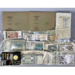 LARGE COLLECTION OF WORLD BANK NOTES, COINAGE & WRITTEN CHEQUES, collection contains approx. 300