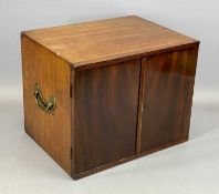 MAHOGANY TWO-DOOR COIN CABINET, early 19th Century, with brass side carry handles, containing 4 x