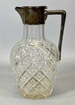 SILVER MOUNTED CUT GLASS CLARET JUG, BIRMINGHAM 1907, MAKER ELKINGTON & CO. LTD, the glass with