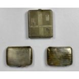 HALLMARKED SILVER & GERMAN ALPACCA CIGARETTE CASES (2+1), the hallmarked examples both Birmingham,