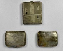 HALLMARKED SILVER & GERMAN ALPACCA CIGARETTE CASES (2+1), the hallmarked examples both Birmingham,