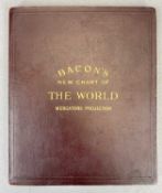 BACON'S NEW CHART OF THE WORLD MERCATOR'S PROJECTION, a folding canvas backed map of the world in 24