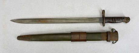 USM1917 BAYONET BY WINCHESTER, 43cms fullered blade, stamped '1917W US', ribbed wooden handle,