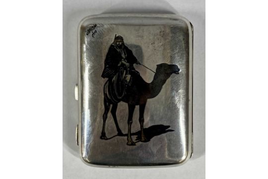 MIDDLE EAST WHITE METAL CIGARETTE CASE & A STYLISH SILVER PLATED ENTREE DISH AND COVER, the - Image 4 of 6