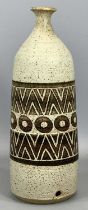 STUDIO STONEWARE LAMP BASE, with incised decoration by Simon Taylor, impressed stamp, 38cms H, and a