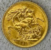 GEORGE V GOLD FULL SOVEREIGN 1915, 8gms