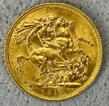 GEORGE V GOLD FULL SOVEREIGN 1915, 8gms