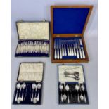 SILVER & SILVER PLATED CUTLERY GROUP, MAINLY CASED / BOXED, to include a Sheffield 1922 set of six