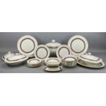 ROYAL DOULTON 'MINUET' PATTERN DINNER SERVICE FOR 8, including 2 x oval lidded tureens, meat plate